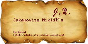 Jakabovits Miklós névjegykártya